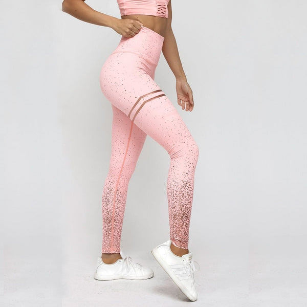 Hotsale Women Gold Print Leggings No Transparent Exercise Fitness Leggings Patchwork Push Up Female Pants