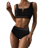 Solid color bikini new v-neck low waisted split two piece swimsuit