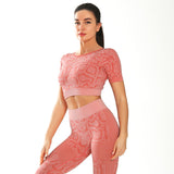 Two Piece Snake Pattern Beautiful Back Buttocks Cropped Trousers Sweat Absorbent Open Back Sports Bra Women's Yoga Suit