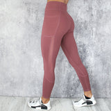 Fitness Women Leggings New Casual Sexy Pocket High Waist Mesh Stitching Leggings Polyester Exercise Slim Leggings