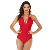 Swimsuit Ladies Slim Conservative Halter One Piece Swimsuit Women Swimwear