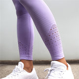 Diqian Super Stretchy Women Gym Tights Energy Seamless Tummy Control Yoga Pants High Waist Sport Leggings Purple Running Pant