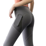 Black Sexy Women Yoga Sport Leggings Phone Pocket Fitness Running Pants Stretchy Sportswear Gym Leggings Slim Yoga Pant