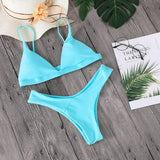 2020 Solid Bikini Set Women Swimsuit Female Swimwear Bikinis Sexy Bathing Suit Biquini Backless Beach Wear Maillot De Bain Femme