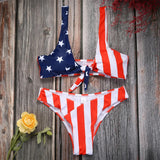 New 2020 Bikini Flag of USA American Sexy Brazilian Bikini Set Swimsuit Woman Swim Wear Beachwear Tie Knot Front Lady Swimsuit