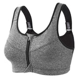 Plus Size Top Women Front Zipper Sports Bras Underwear Shockproof Gym Fitness Push Up Athletic Running Yoga Sport Bra Top 3XL