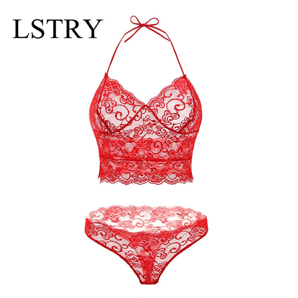 Lace Bra Set Unlined Bralette Bikini See Through Sexy Triangle Bra Lstry Wireless Brassiere Suit Fashion Intimate Underwear Set