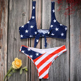 New 2020 Bikini Flag of USA American Sexy Brazilian Bikini Set Swimsuit Woman Swim Wear Beachwear Tie Knot Front Lady Swimsuit