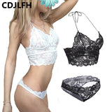 CDJLFH Brand Women Sexy Bra & Brief Sets Romantic Temptation Lace Bra Set T-pants Underwear Set A B C CUP 32 34 36 38