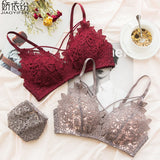 JYF Brand New Thin Section Sexy Lace Bra Set Cozy Triangle Cup Women Underwear Set Hot Sale Hollow Embroidery Bra Brief Sets