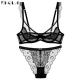 New Sexy Bra Panties Set Purple Lace Brassiere Transparent Underwear Set Ultrathin B C D Cup Women Bras Lingerie Set Embroidery