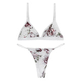 New Fashion Printing Lace Brelette Floral Women Bra and Panties Set Comfortable Femme Bra Sets Back Closure Ladies Underwear Set