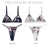 New Fashion Printing Lace Brelette Floral Women Bra and Panties Set Comfortable Femme Bra Sets Back Closure Ladies Underwear Set