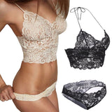 CDJLFH Brand Women Sexy Bra & Brief Sets Romantic Temptation Lace Bra Set T-pants Underwear Set A B C CUP 32 34 36 38