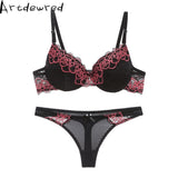 Hot Sexy Brassiere Embroidered Underwear Set  ABC Cup New Good Quality Women Bra Set Push Up Lace Bra Thong Sets