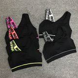 New Letter Cut Out Sports Bra Women Fitness Yoga Push up  Gym Padded Sports Top Athletic Sexy  Workout Running Clothing P165