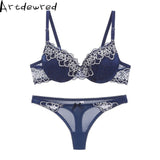 Hot Sexy Brassiere Embroidered Underwear Set  ABC Cup New Good Quality Women Bra Set Push Up Lace Bra Thong Sets