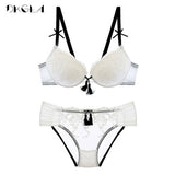 2020 Luxury Palace Tassel Bra Set Push-Up Thick Cotton Brassiere Embroider Lingerie Set Lace Sexy Bras Women Underwear Set Pink