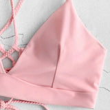 #Z3 Summer Swimwear Women Cut Flower Two Piece Biquini Bikini Push up Cross Bandage Swimsuit Bikini Set Maillot De Bain Femme