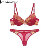 Hot Sexy Brassiere Embroidered Underwear Set  ABC Cup New Good Quality Women Bra Set Push Up Lace Bra Thong Sets