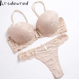 High quality Deep V Sexy Plus size Push up Bra set Floral Embroidery Lace Women Underwear set Bra and Panties 34 36 38 40 42 BCD