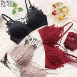 JYF Brand New Thin Section Sexy Lace Bra Set Cozy Triangle Cup Women Underwear Set Hot Sale Hollow Embroidery Bra Brief Sets