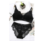 Sexy Mousse gathered thin lace wireless Girl underwear set feminine transparent bow bra summer bras