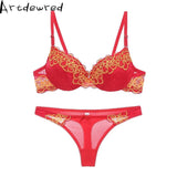 Hot Sexy Brassiere Embroidered Underwear Set  ABC Cup New Good Quality Women Bra Set Push Up Lace Bra Thong Sets