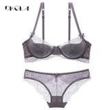 Fashion Young Girl Bra Set Plus Size D E Cup Thin Cotton Underwear Set Women Sexy Brassiere Pink Lace Bras Push Up Embroidery