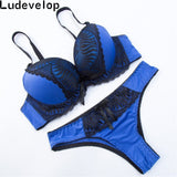 Ludevelop New Women's underwear Set Lace Sexy Push-up Bra And Panty Sets Bow Comfortable Brassiere Young Bra Deep V Lingerie