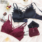 JYF Brand New Thin Section Sexy Lace Bra Set Cozy Triangle Cup Women Underwear Set Hot Sale Hollow Embroidery Bra Brief Sets