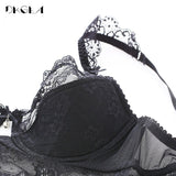 New Lace Lingerie Sets Plus Size 36 38 40 Ultrathin Sexy Underwear Set Women Cotton Comfortable Brassiere Black Push Up Bras