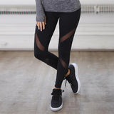 Stretchy Mesh Patchwork Black Leggings Women High Waist Fitness Sports Yoga Pants Sexy Casual Hip Lift Gym Push Up Workout Tight