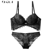 New Fashion ArmyGreen Bra Set Push Up Brassiere Cotton Thick Gather Bras Women Lingerie Sets Embroidery Lace Underwear Set Sexy