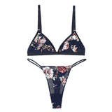 New Fashion Printing Lace Brelette Floral Women Bra and Panties Set Comfortable Femme Bra Sets Back Closure Ladies Underwear Set