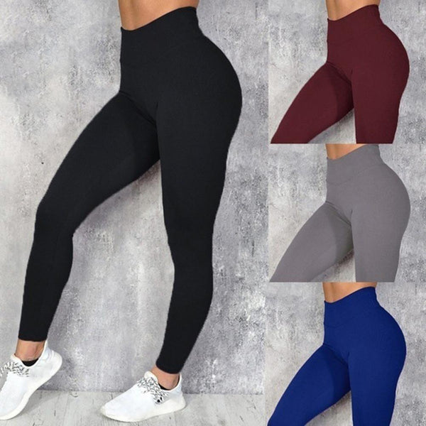 Women Workout and Yoga Leggings High Waisted Solid Color Slim Stretchy Sports Leggings Casual Women Gym Fitness Long Pants