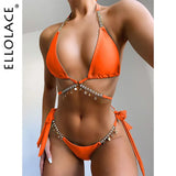 Ellolace Diamond Bikini Crystal Swimwear Metal Chain Women's Swimsuit Bathing Suit 2020 Aristocratic Bikini Push Up Bikinis