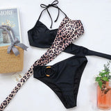 Sexy Leopard Cross Bikini 2022 Mujer Swimsuit Woman High Leg Bikini Set Push up Swimwear Women Swimming for Bathing Suit Biquini