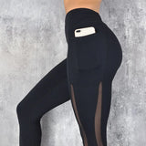 Sexy Mesh Push Up Leggings With Pockets Plus Size High Waisted Anti Cellulite Tights Women Fitness Workout Leggins Yoga Pants