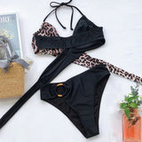 Sexy Leopard Cross Bikini 2022 Mujer Swimsuit Woman High Leg Bikini Set Push up Swimwear Women Swimming for Bathing Suit Biquini