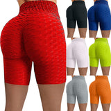 Women Sexy Push Up Yoga Shorts Solid Seamless Fitness Sports Leggings Jacquard Elastic Quick Dry Plus Size Running Tights