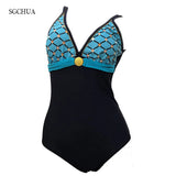 SGCHUA Leopard Swimwear One Piece Plus Size 5XL Women's Swimsuits Mermaid Backless Beach Bathing Suit Big Chest Bather Bodysuit