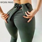 Women Pants  High Waisted Bownot Design Yoga Pants Butt Lifting Scrunch Booty Leggings for 2021