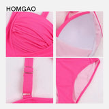 HOMGAO Push Up Women’s One Piece Swimsuit Sexy V Neck Solid Bodysuit Ribbed Monokini 2023 New Beach Bathing Suit Swimwear