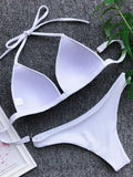 2023 Halter Bra Cup Bikini Sexy Swimsuit Female White Swimwear Women Push up Bikini set Brazilian Bathing Suit Bandeau Swim suit