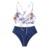 swimsuit woman 2023 Flower Piece Sets Prints Swimsuit Bikini Women Two Beachwear Tankinis Set Swimwears maillot de bain femme