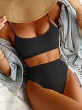 Sexy High Waist Bikinis Swimwear Women Textured Swimsuit Woman 2023 biquinis Summer Beachwear Solid Bathing Suits