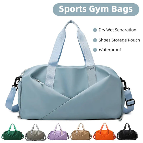 Nylon Women Sports Gym Bag Travel Dry Wet Bag Handbag Multifunction Swimming Shoulder Messenger Weekend Fitness Training Bag