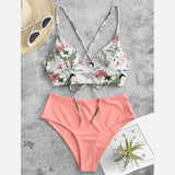 swimsuit woman 2023 Flower Piece Sets Prints Swimsuit Bikini Women Two Beachwear Tankinis Set Swimwears maillot de bain femme