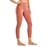 CRZ YOGA Naked Feeling Mesh Workout Leggings Yoga Pants - 21 Inches Yoga Capris Crop Mid Rise Leggings